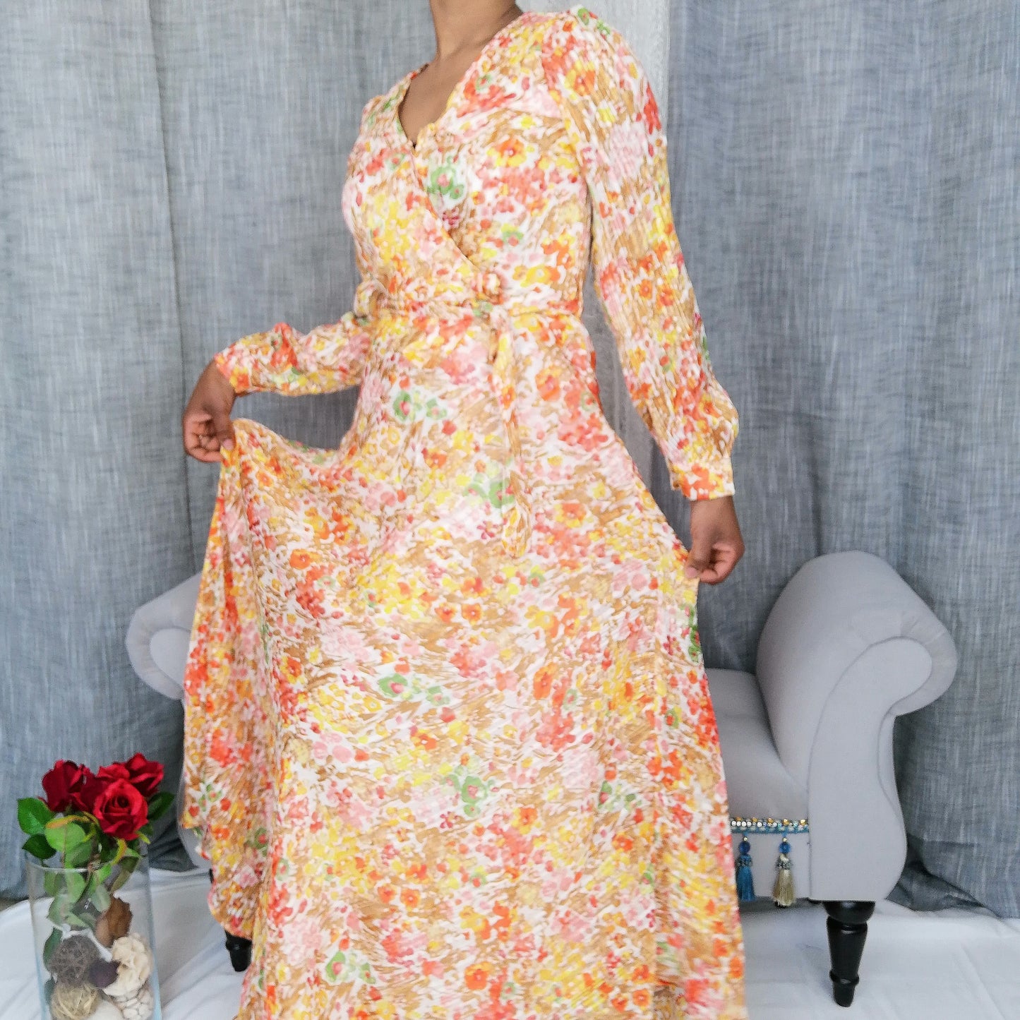 Robe évaser à fleur