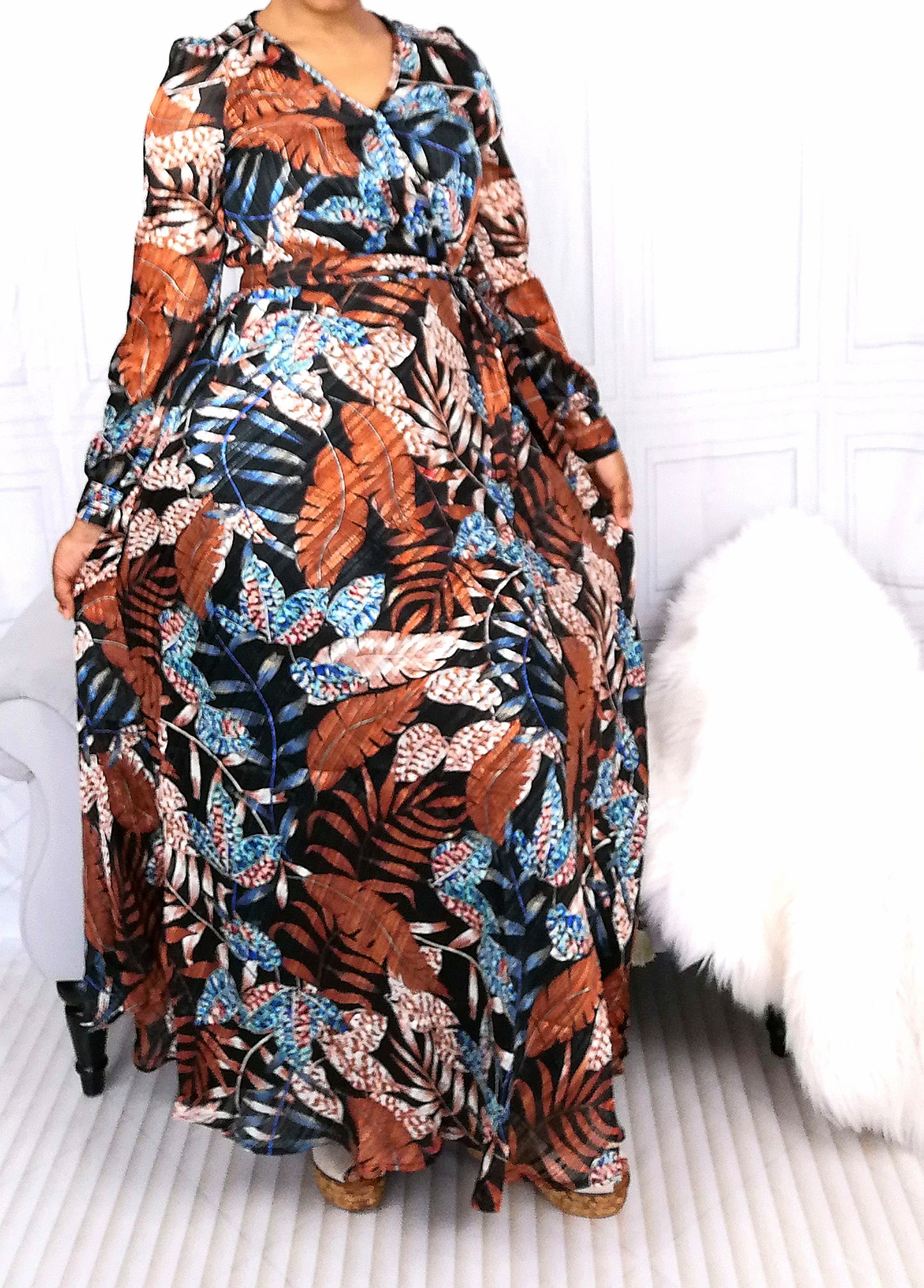 Robe évaser à fleur