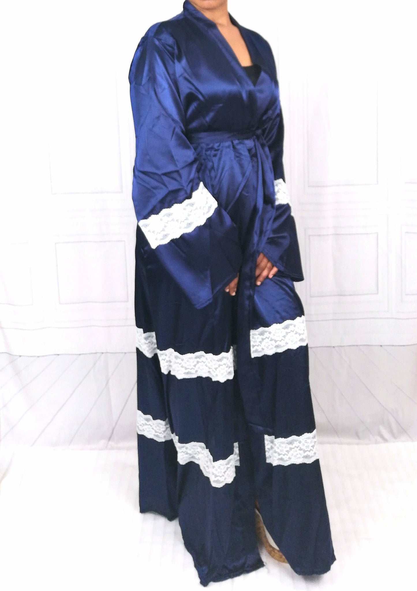 Kimono Satin Bleu Nuit