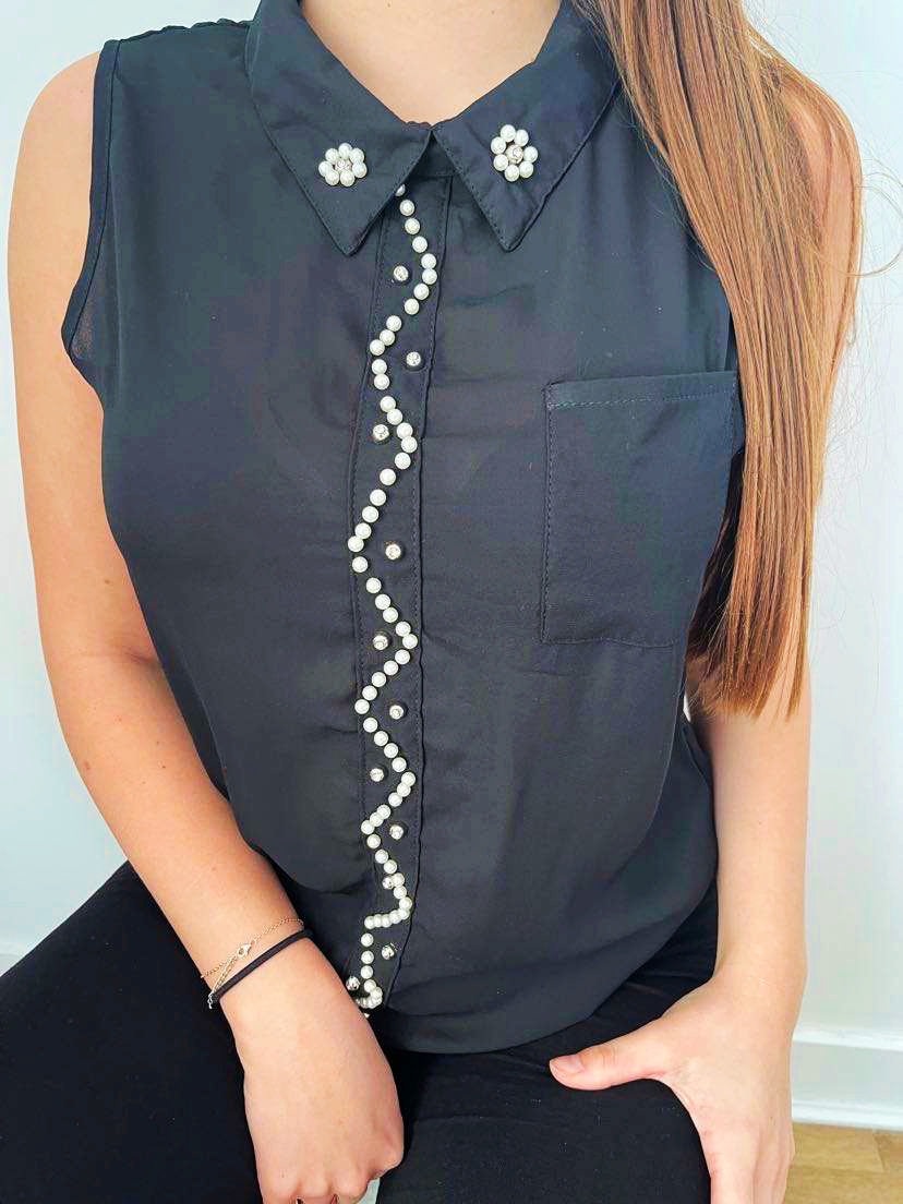 Blouse à perle manche courte