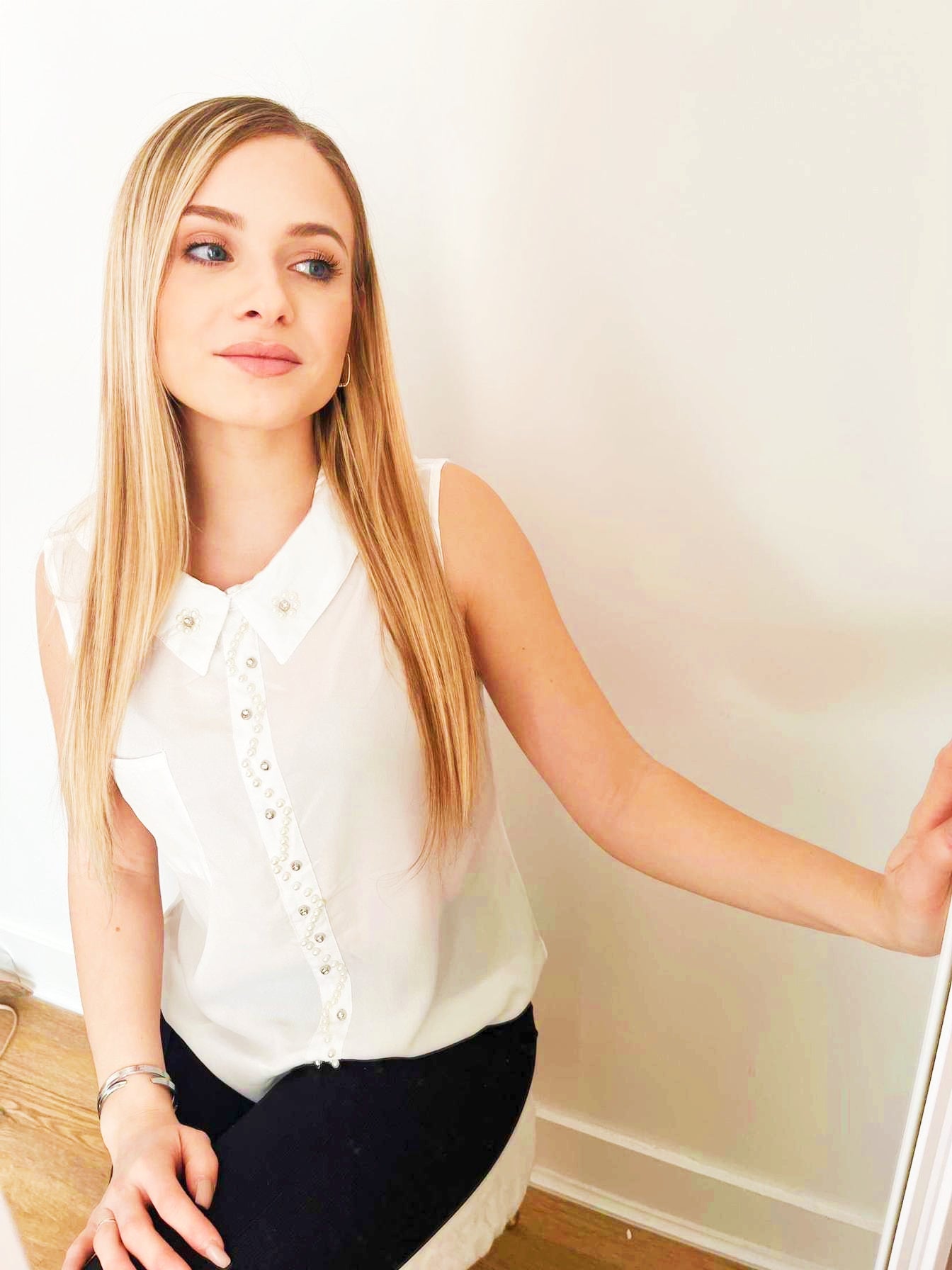 Blouse à perle manche courte