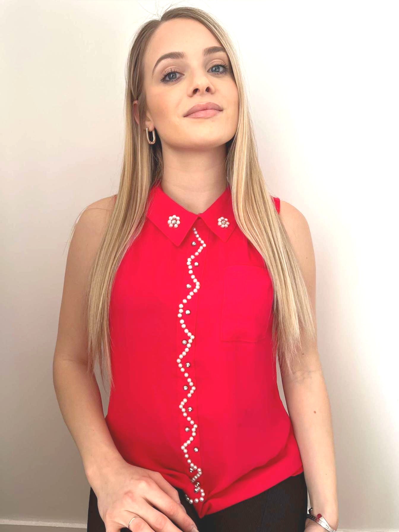 Blouse à perle manche courte
