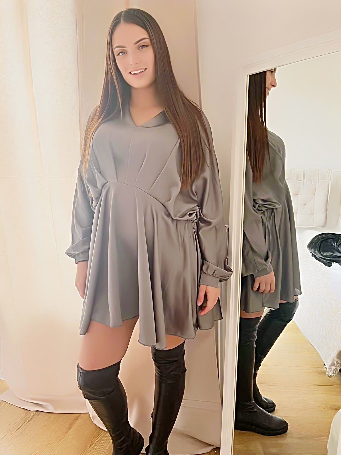 Tunique satin gris