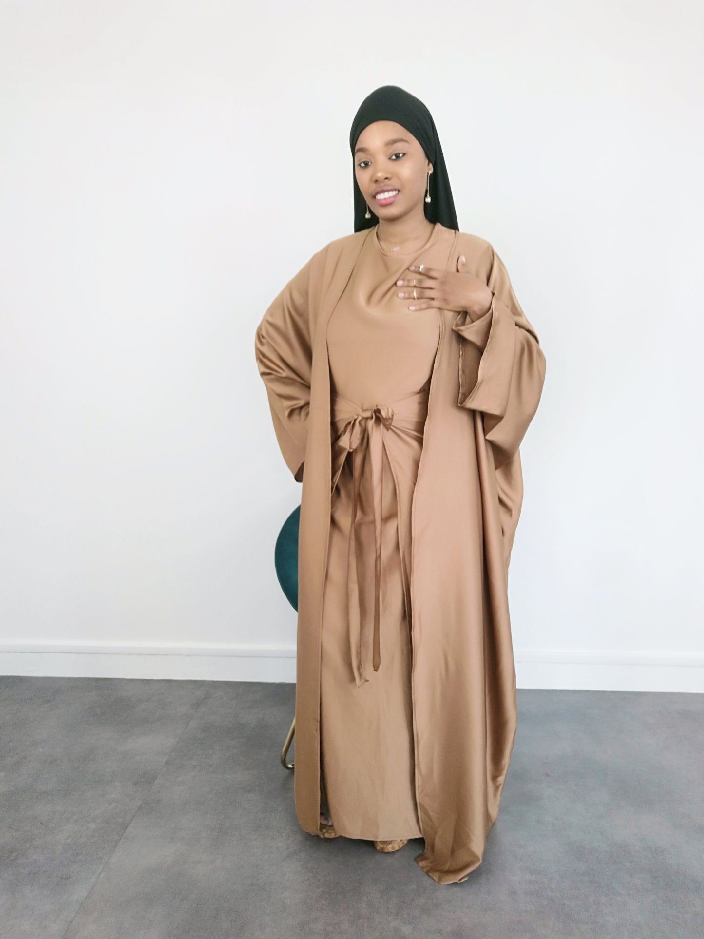 Ensemble Abaya  satin 3 pieces