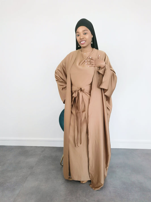 Ensemble Abaya  satin 3 pieces