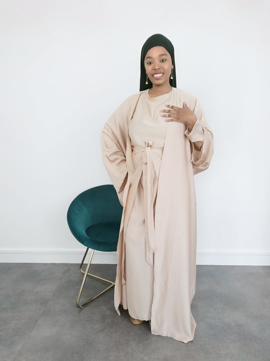 Ensemble abaya satin 3 pieces