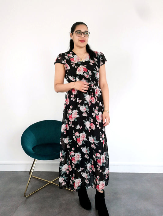 Robe à manche court en mousline