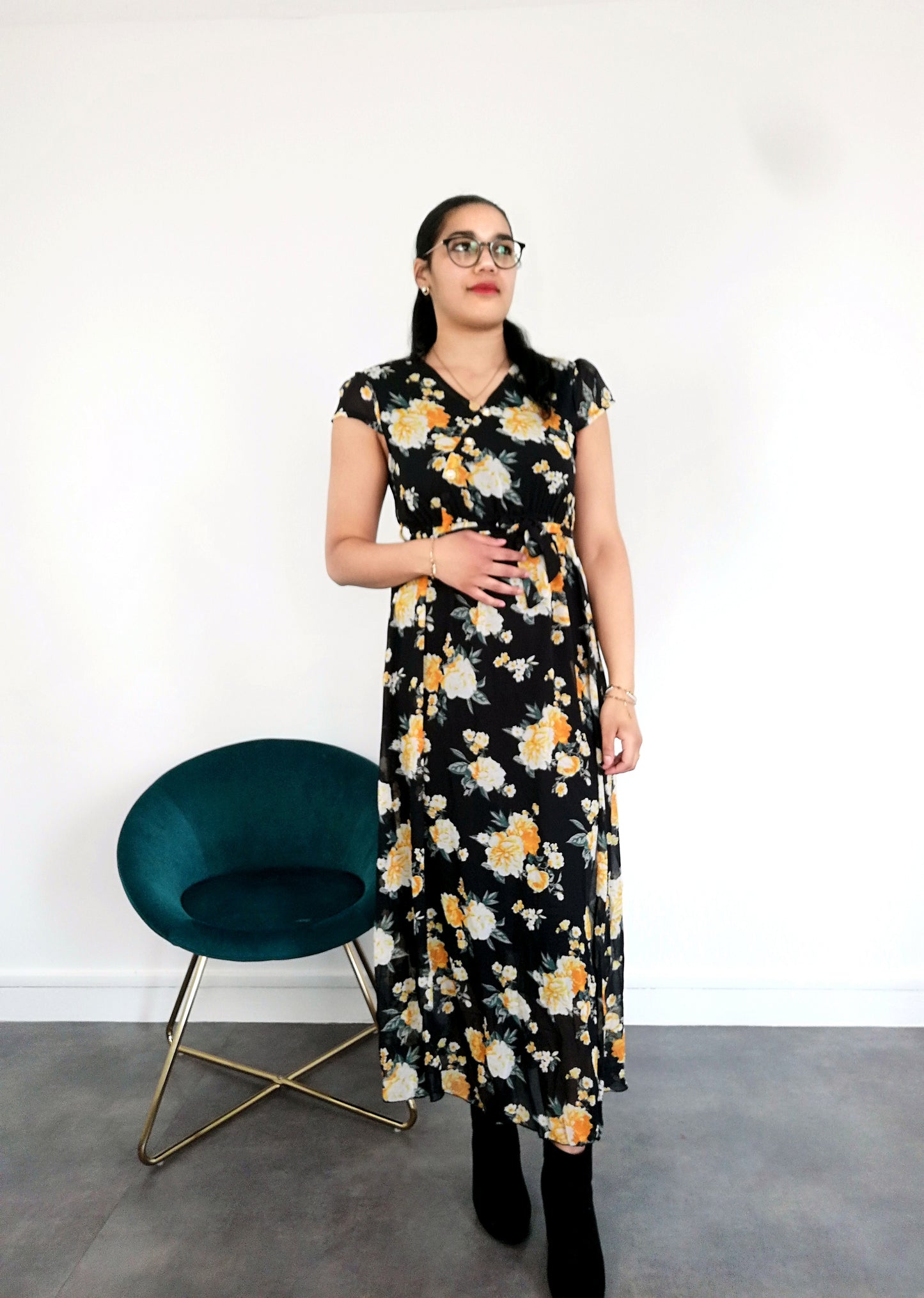 Robe manche court en mousseline