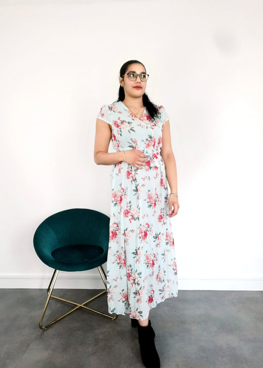 Robe manche court en mousseline