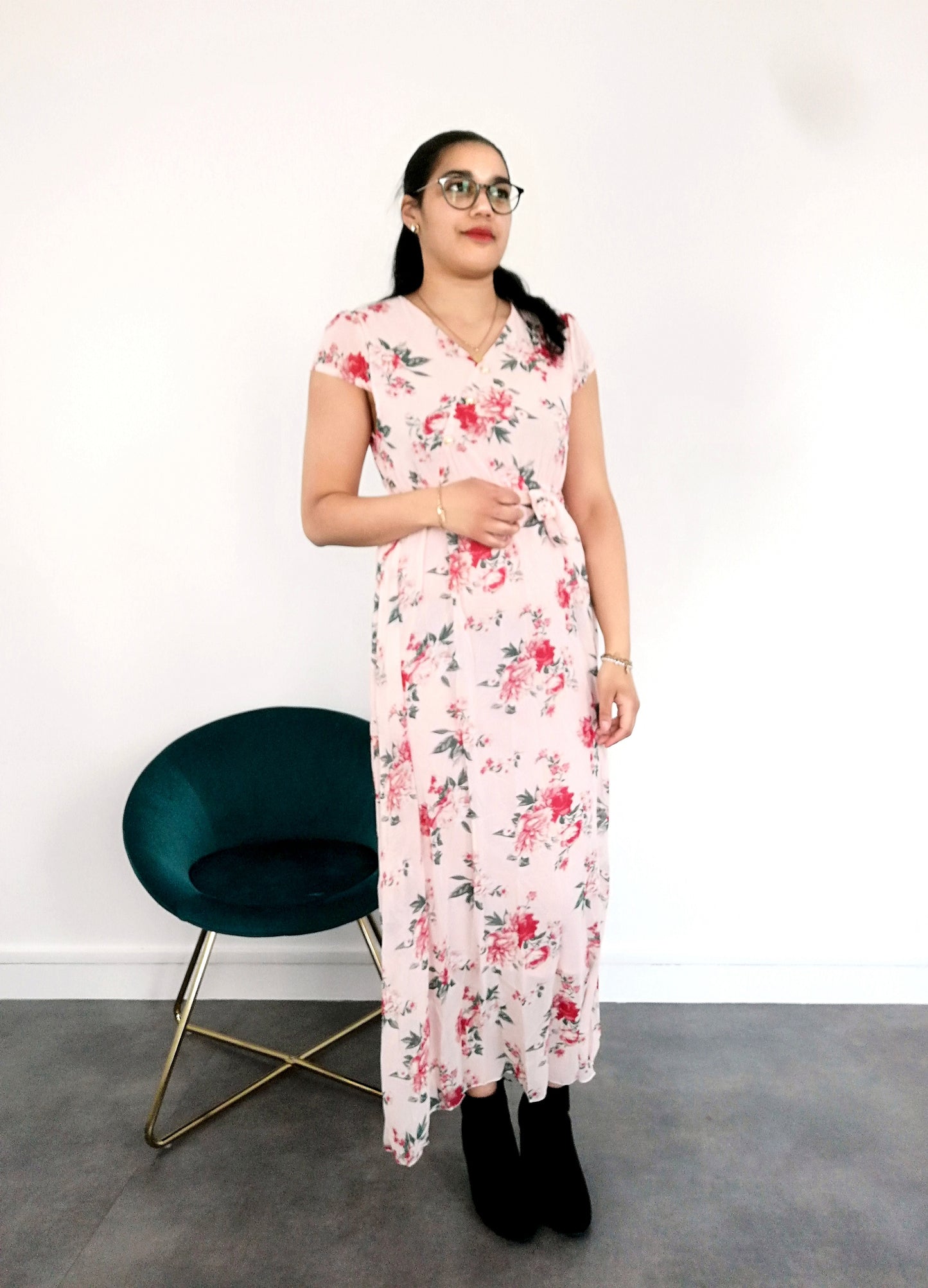 Robe à manche court en mouseline
