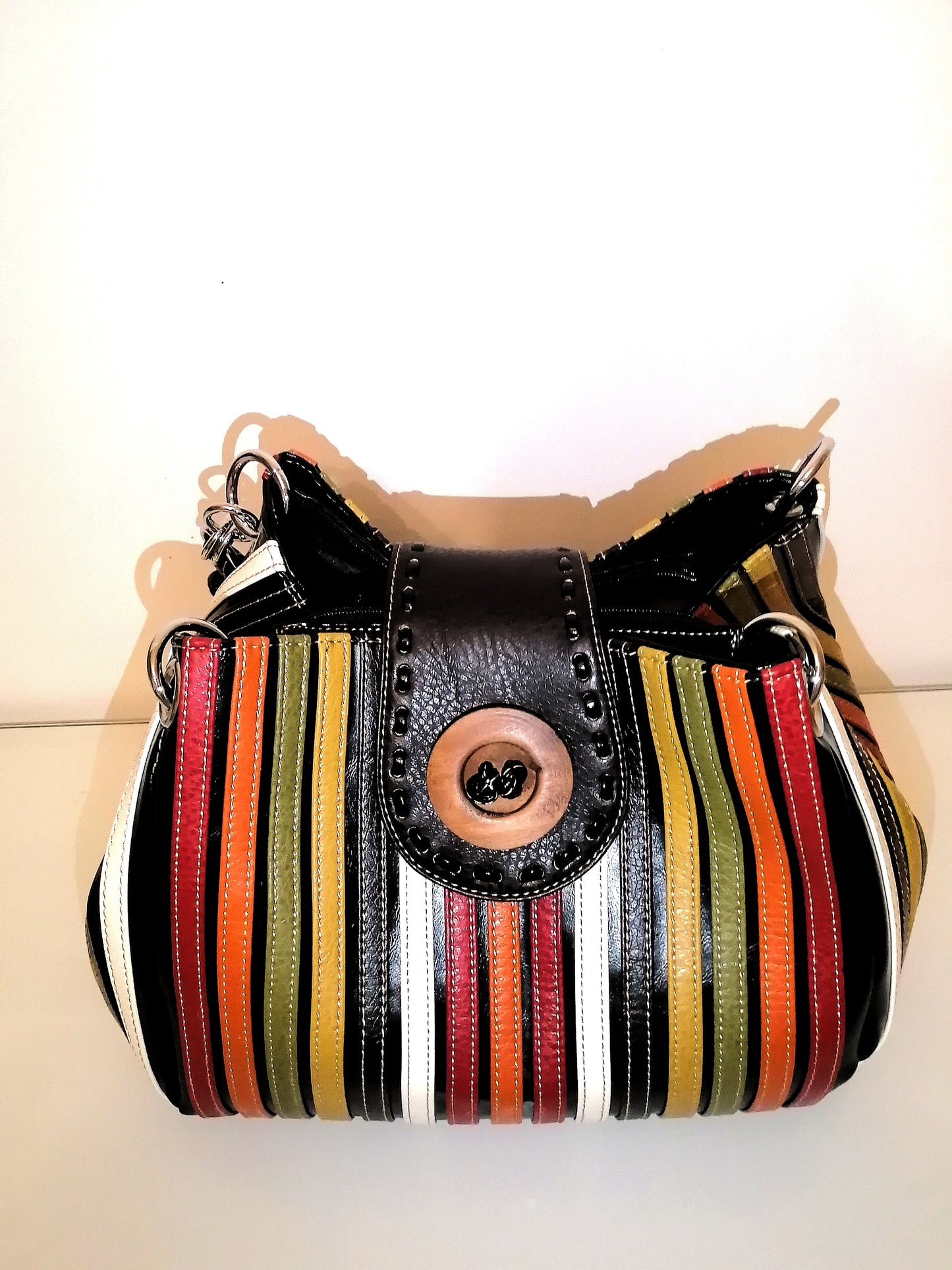 Sac en cuir maroquinerie artisanale multicolore