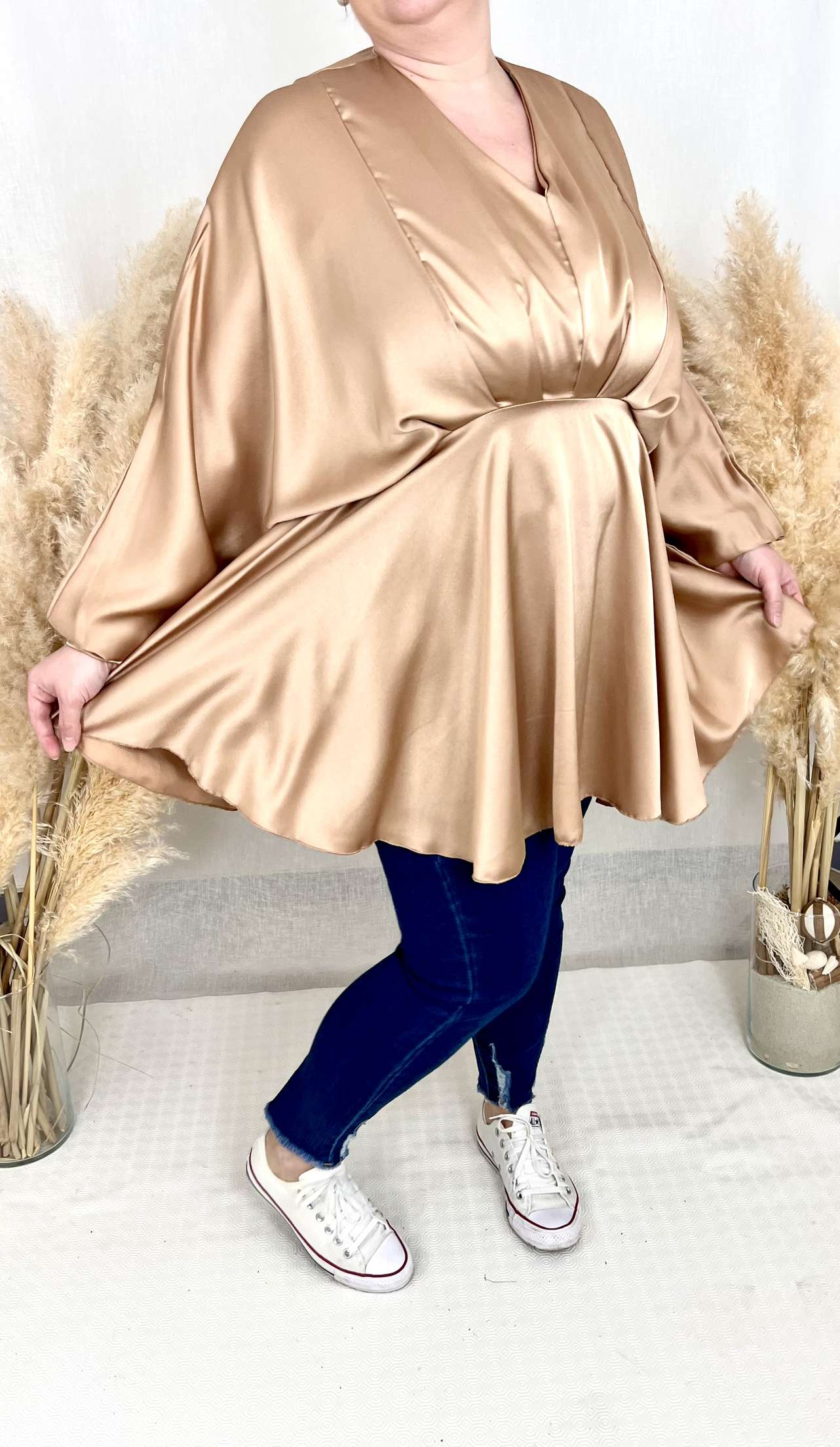 Tunique en Satin champagne