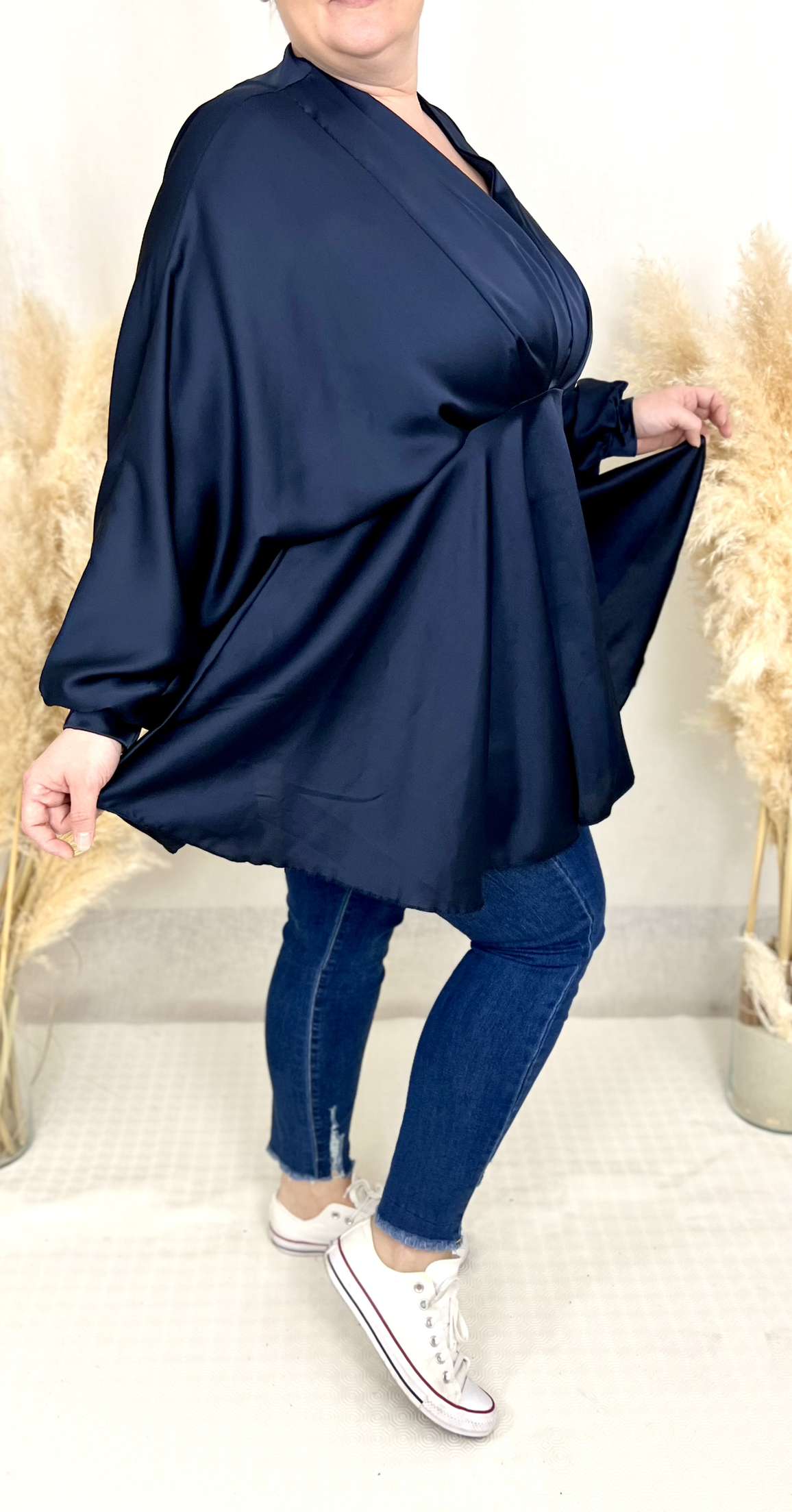 Tunique satin bleu marine