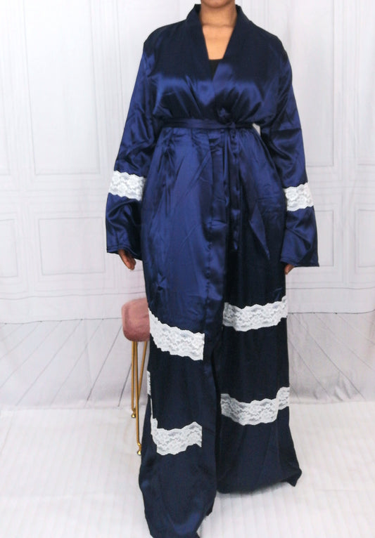 Kimono Satin Bleu Nuit