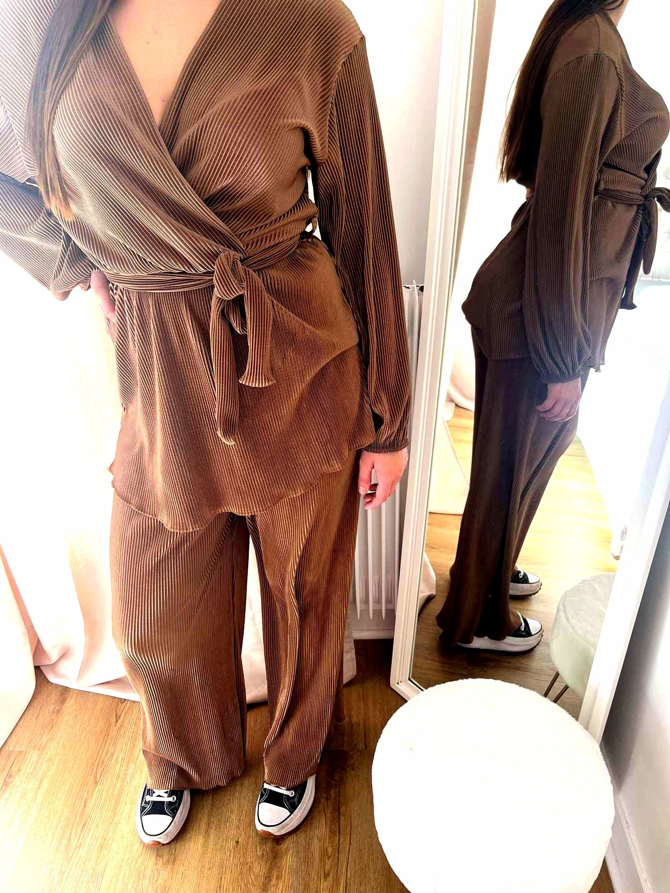 Ensemble plissée marron