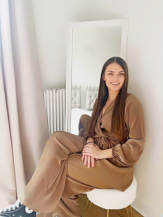 Ensemble plissée marron