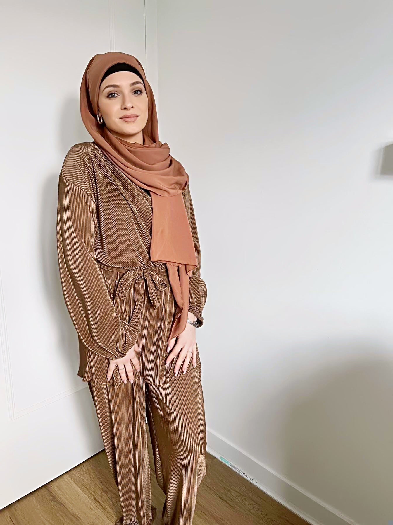 Ensemble plissée marron