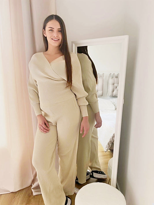 Ensemble laine beige