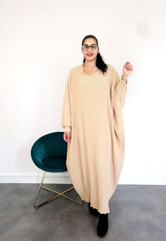 Abaya plissée à manche Chauve-souris