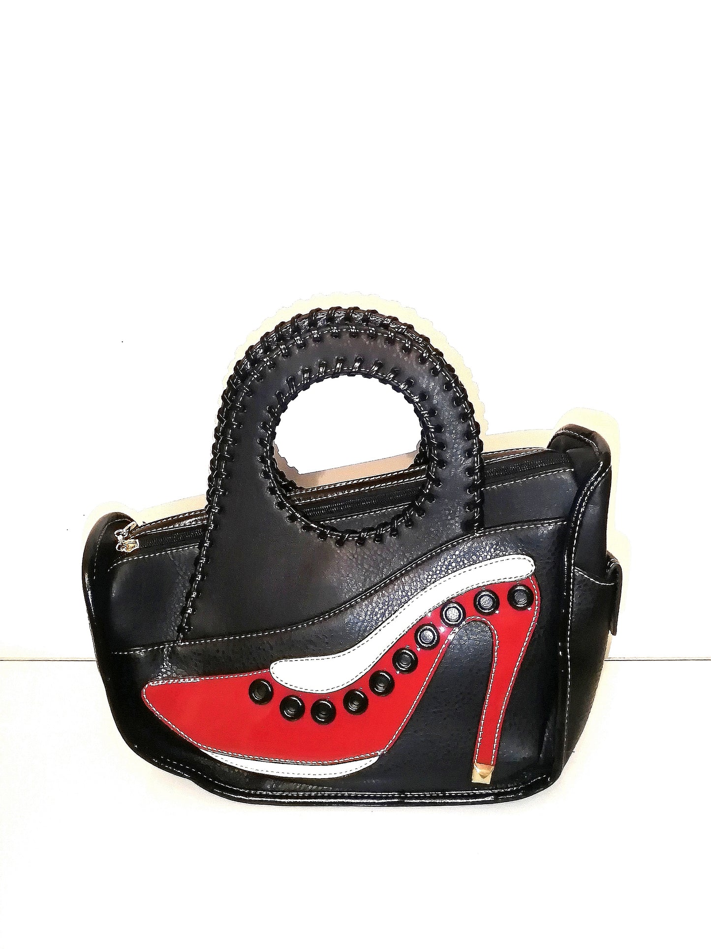 Sac en cuir maroquinerie artisanale en forme de talon Noir