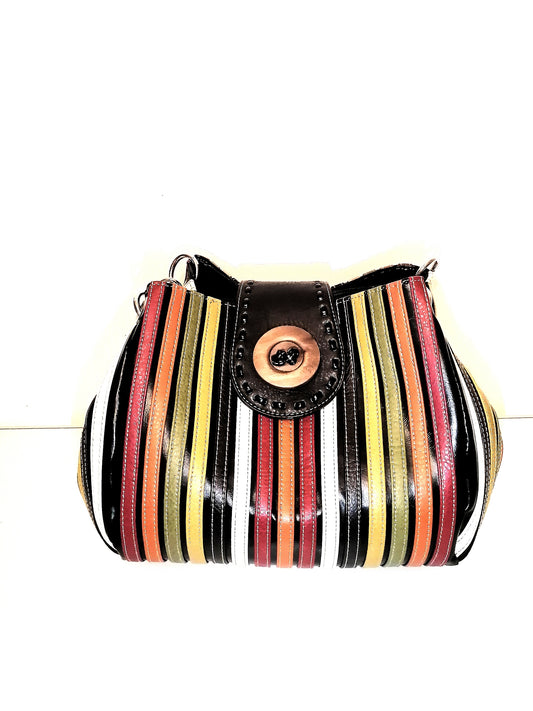Sac en cuir maroquinerie artisanale multicolore